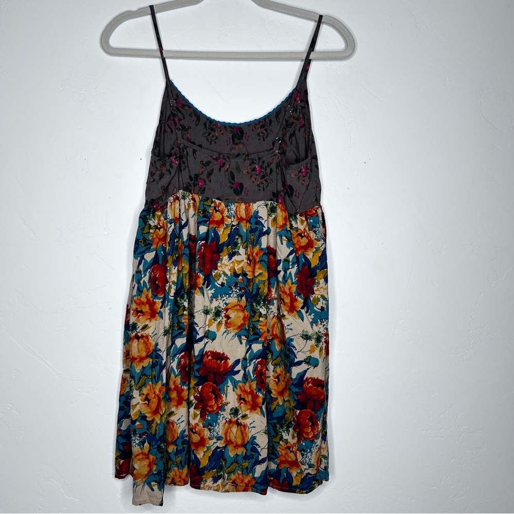 SOLD Natural Life Floral Mini Dress Skater Dress Blue Yellow Orange Floral Size - Picture 3 of 10